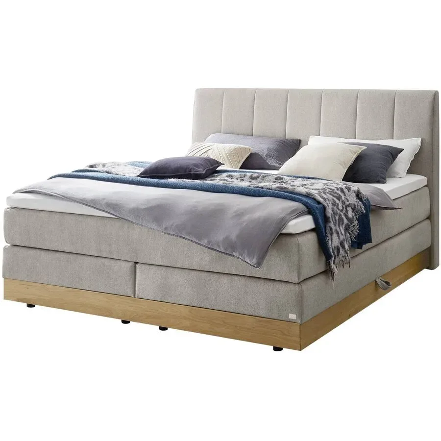 Hasena Boxspringbett Pedrosa Grau Stoff 180 x 200 cm - Farbe: Light Grey - Boxspringbett