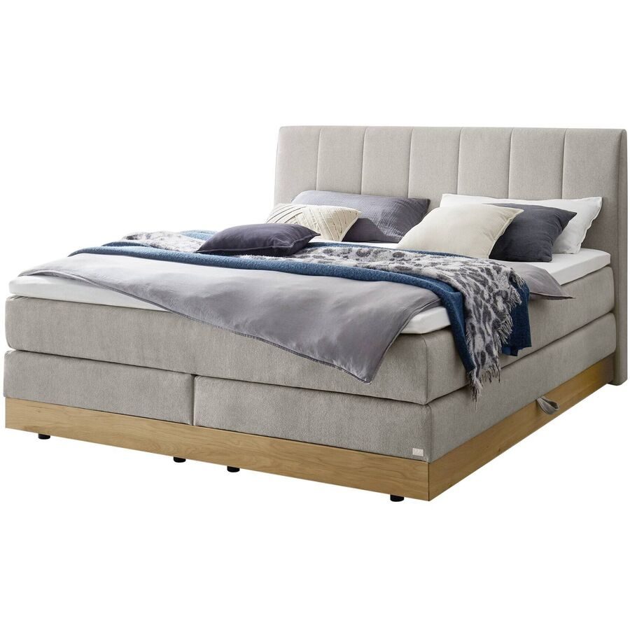 Hasena Boxspringbett Pedrosa Grau Stoff 180 x 200 cm - Farbe: Light Grey - Boxspringbett