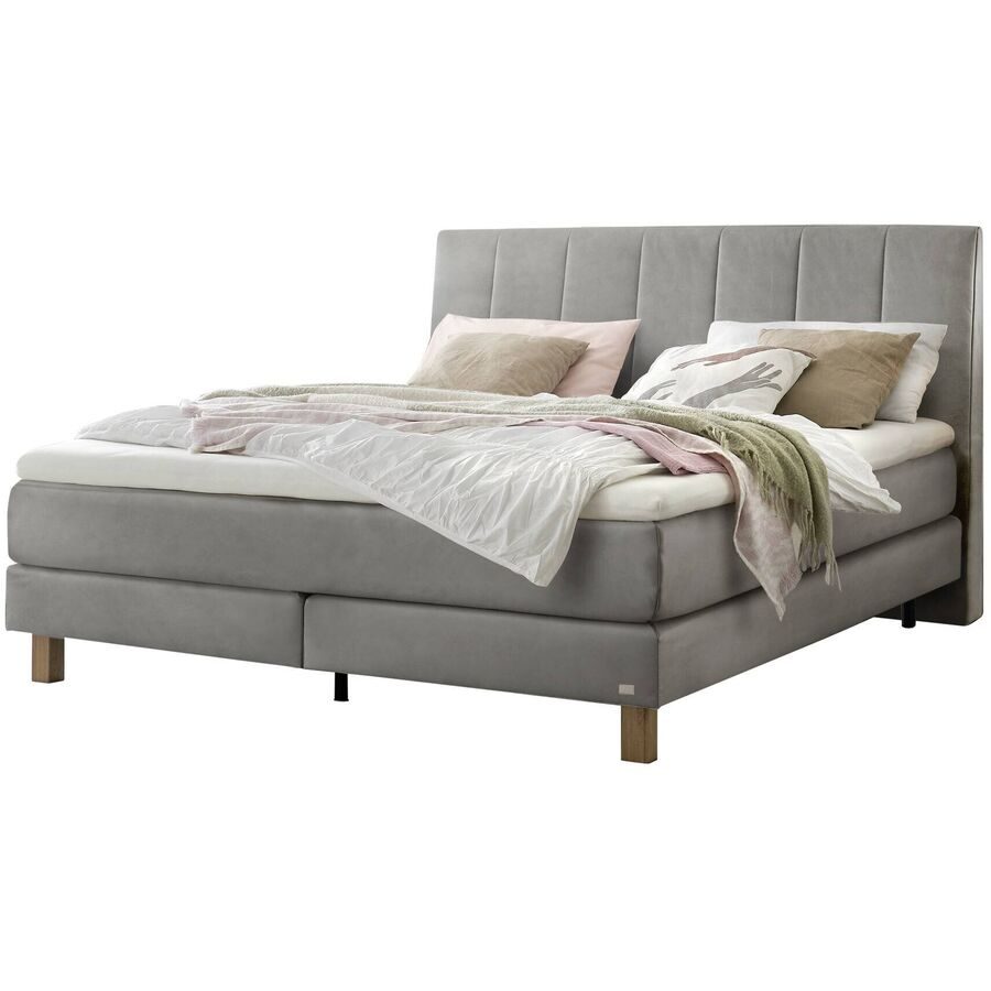 Hasena Boxspringbett Reina Grau Stoff 180 x 200 cm - Farbe: stahl - Boxspringbett