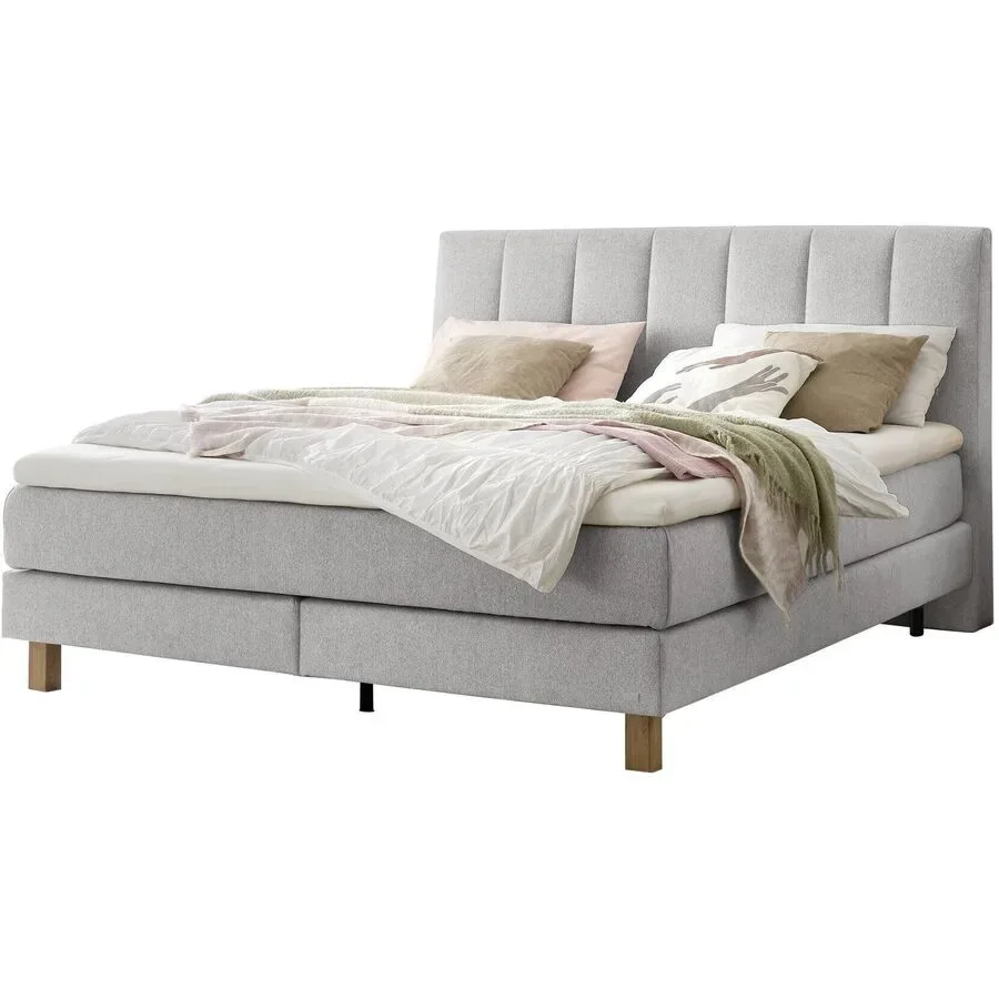 Hasena Boxspringbett Reina Grau Stoff 180 x 200 cm - Farbe: Light Grey - Boxspringbett
