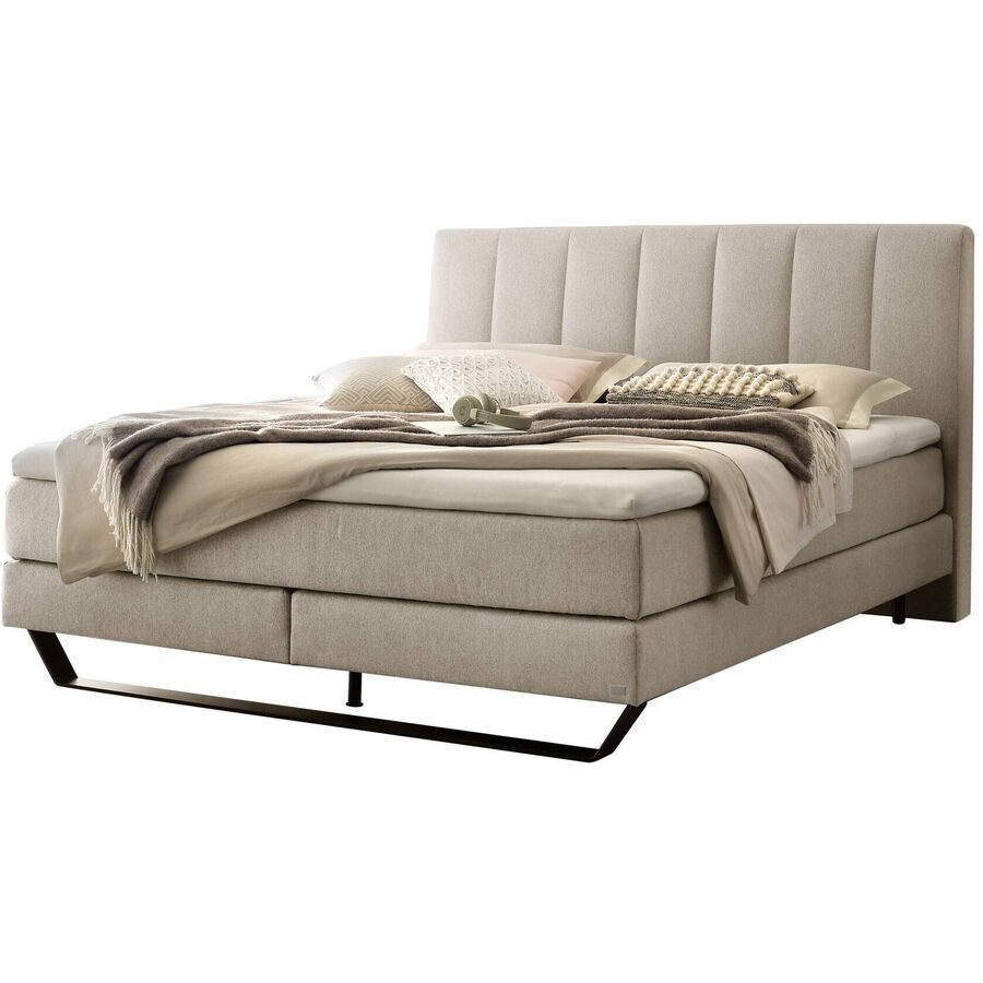 Hasena Boxspringbett Ambra Beige Stoff 160 x 200 cm - Farbe: sand - Boxspringbett