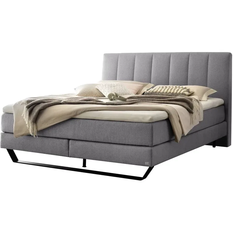 Hasena Boxspringbett Ambra Grau Stoff 180 x 200 cm - Farbe: Grey - Boxspringbett