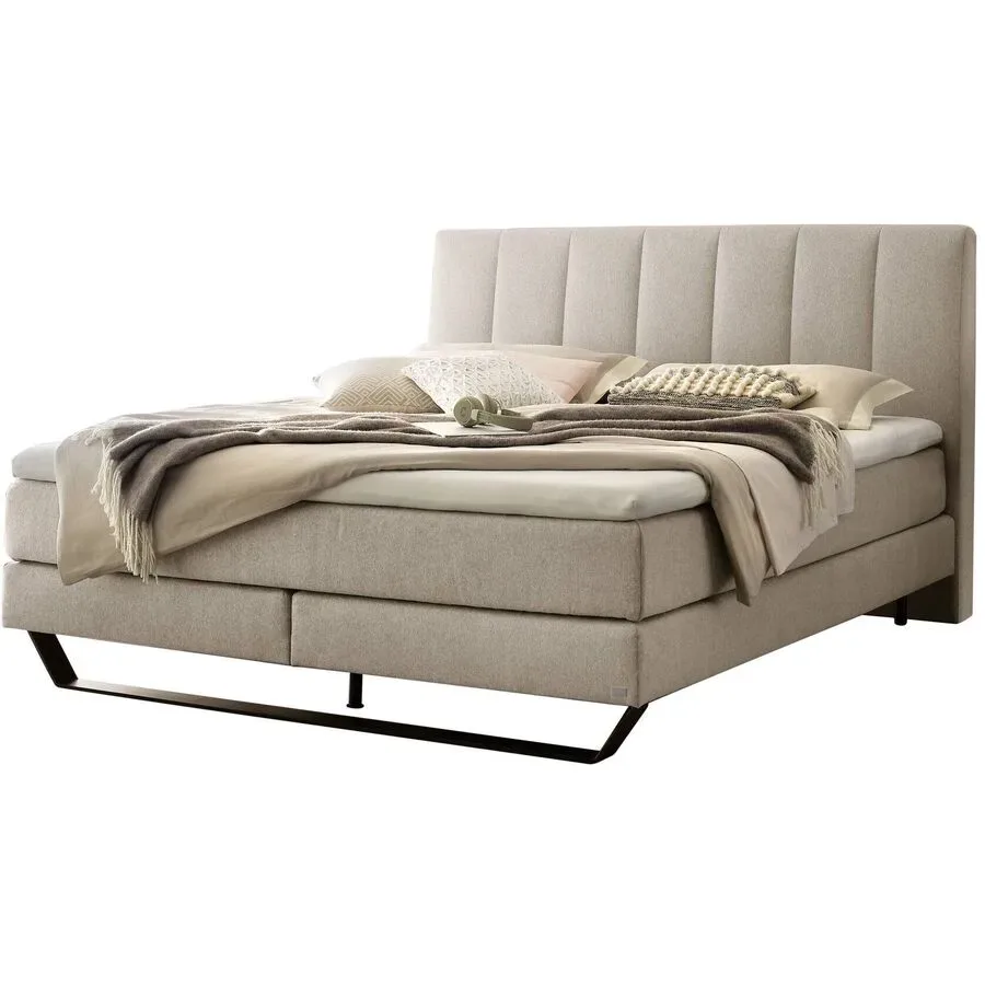 Hasena Boxspringbett Ambra Beige Stoff 180 x 200 cm - Farbe: sand - Möbel Konfigurator: Traummöbel individuell zusammenstellen - Boxspringbett