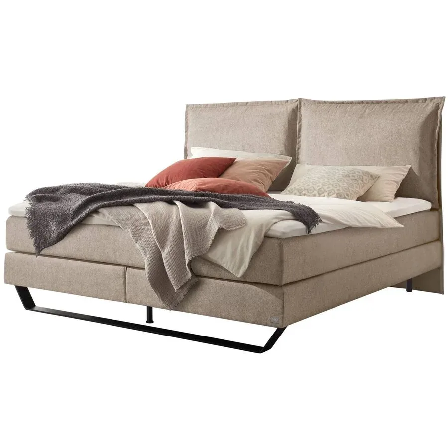 Hasena Boxspringbett Celina Beige Stoff 140 x 200 cm - Farbe: sand - Boxspringbett