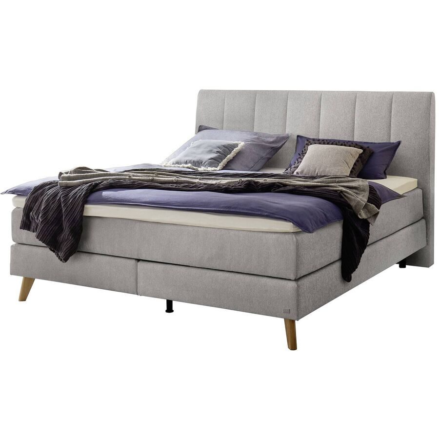 Hasena Boxspringbett Fernanda Grau Stoff 200 x 200 cm - Farbe: Light Grey - Boxspringbett