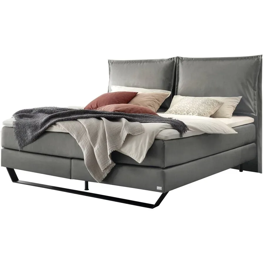 Hasena Boxspringbett Celina Grau Stoff 180 x 200 cm - Farbe: stahl - Boxspringbett