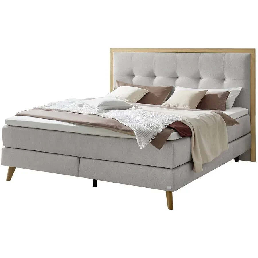 Hasena Boxspringbett Marisol Grau Stoff 140 x 200 cm - Farbe: Light Grey - Boxspringbett
