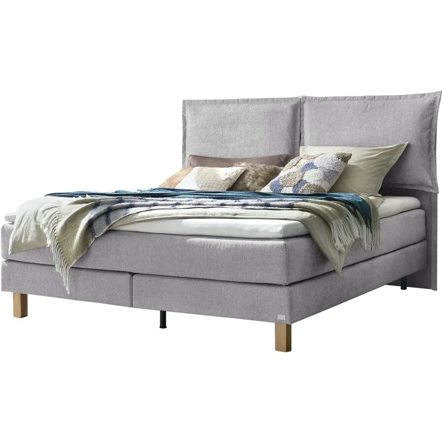 Hasena Boxspringbett Bonita Grau Stoff 200 x 200 cm - Farbe: Light Grey - Boxspringbett
