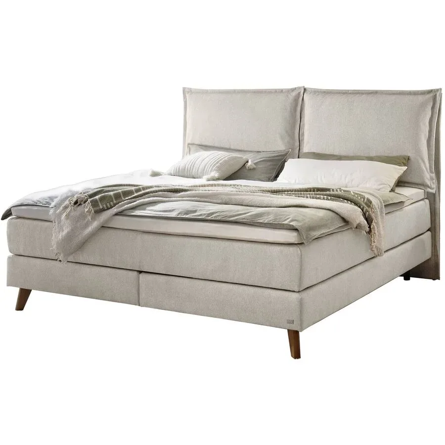 Hasena Boxspringbett Ricarda Grau Stoff 180 x 200 cm - Farbe: Light Grey - Boxspringbett