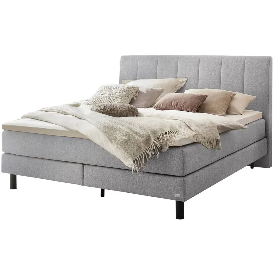 Hasena Boxspringbett Donna Grau Stoff 140 x 200 cm - Farbe: Light Grey - Boxspringbett