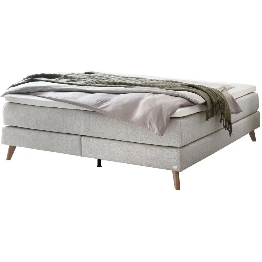 Hasena Boxspringbett Beatriz Grau Stoff 200 x 200 cm - Farbe: Light Grey - Boxspringbett