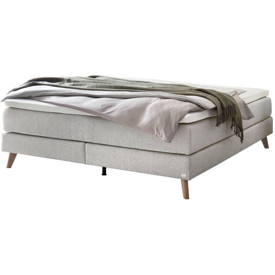 Hasena Boxspringbett Beatriz Grau Stoff 200 x 200 cm - Farbe: Light Grey - Boxspringbett