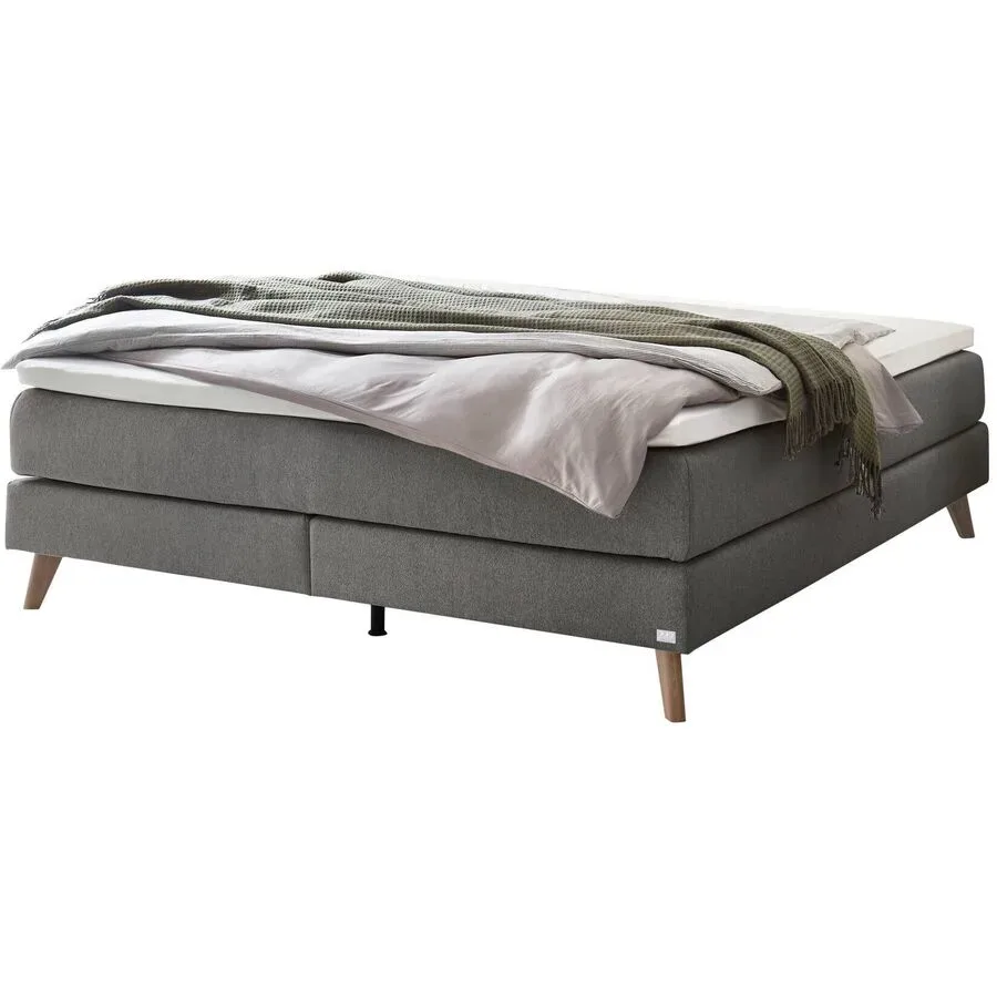 Hasena Boxspringbett Beatriz Grau Stoff 200 x 200 cm - Farbe: Grey - Boxspringbett