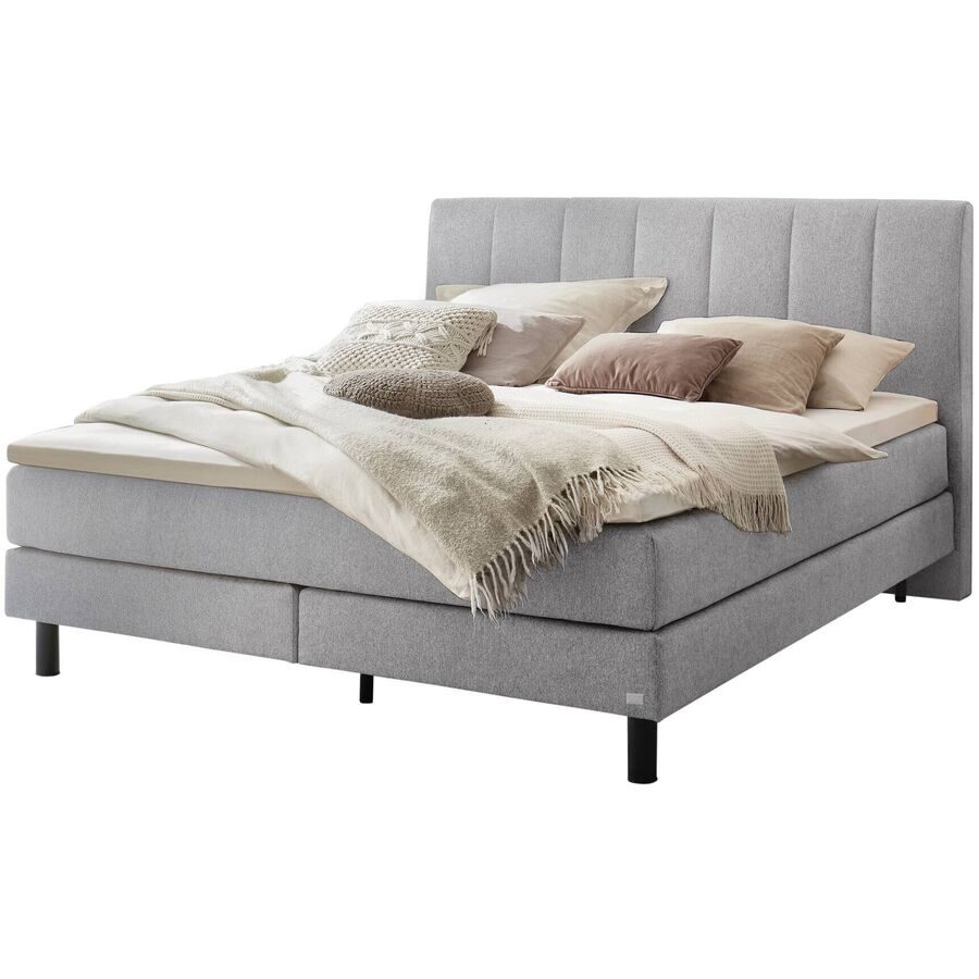 Hasena Boxspringbett Donna Grau Stoff 140 x 200 cm - Farbe: Light Grey - Boxspringbett