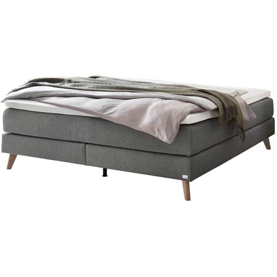 Hasena Boxspringbett Beatriz Grau Stoff/Holz/Holzwerkstoff 160 x 200 cm - Farbe: Grey - Material: Stoff/Holz/Spanplatte - Boxspringbett