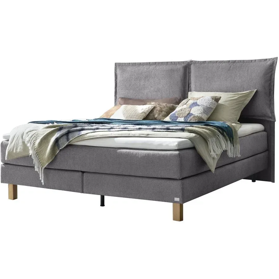 Hasena Boxspringbett Bonita Grau Stoff/Holz/Holzwerkstoff 180 x 200 cm - Farbe: Grey - Material: Stoff/Holz/Spanplatte - Boxspringbett