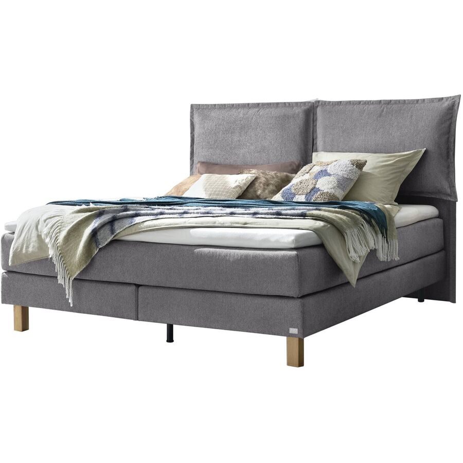 Hasena Boxspringbett Bonita Grau Stoff/Holz/Holzwerkstoff 180 x 200 cm - Farbe: Grey - Material: Stoff/Holz/Spanplatte - Boxspringbett