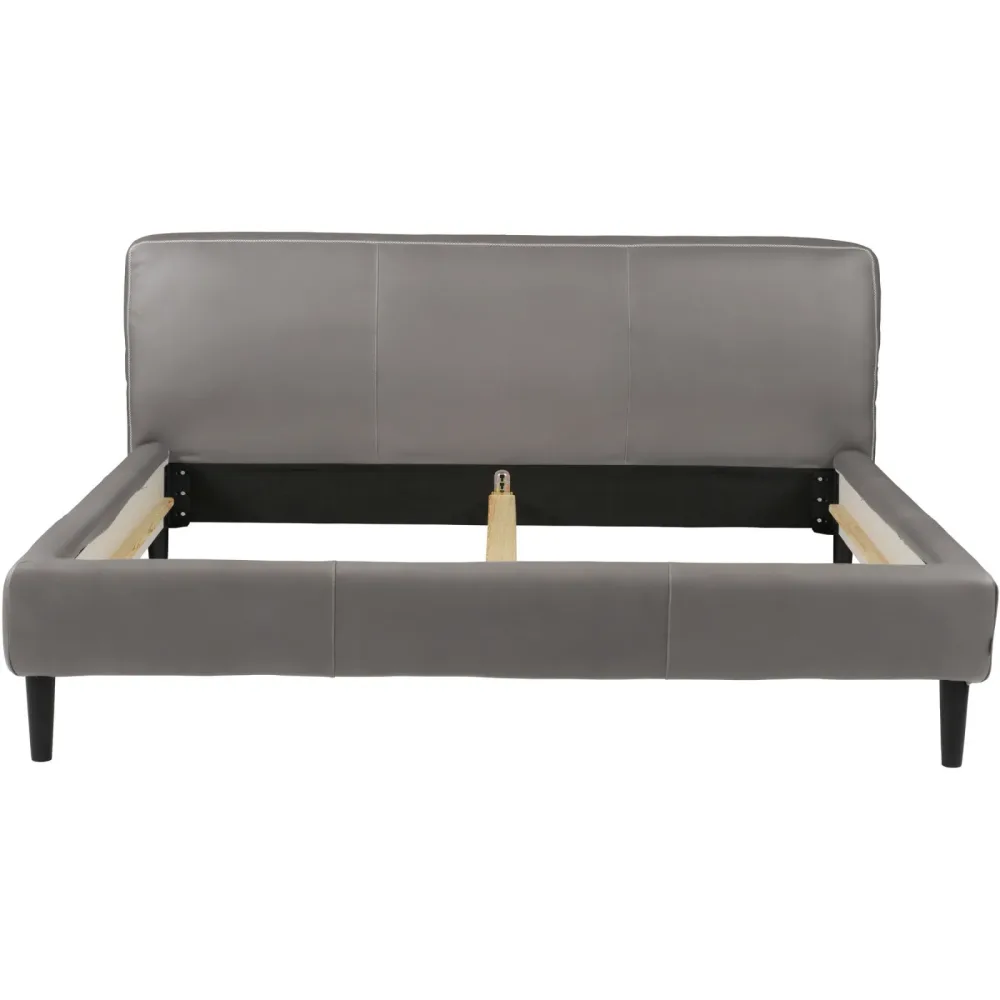 Bett Bly Grau Leder 140 x 220 cm - Bett