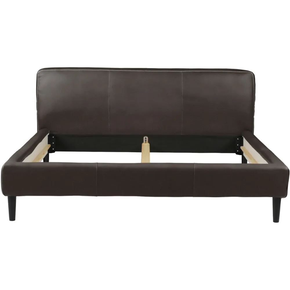 Bett Bly Braun Leder 200 x 200 cm - Farbe: Dunkelbraun - Bett
