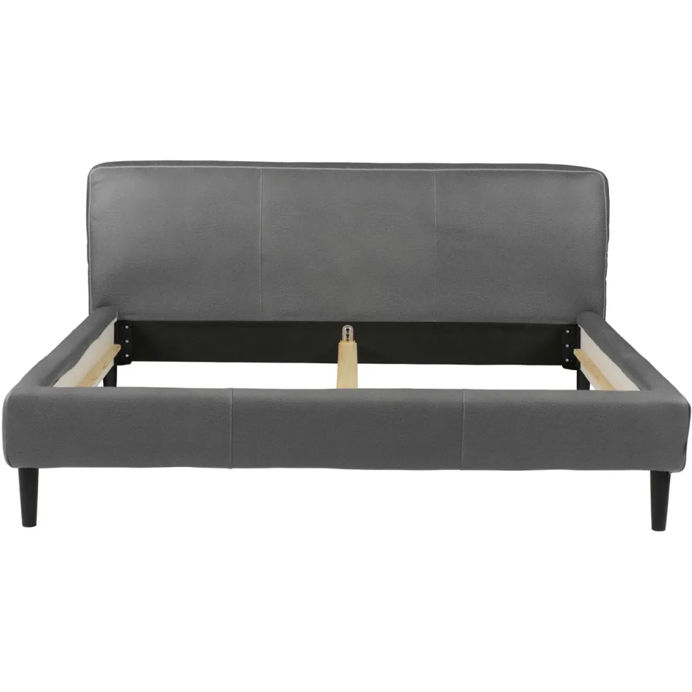 Bett Bly Grau Leder 180 x 220 cm - Bett
