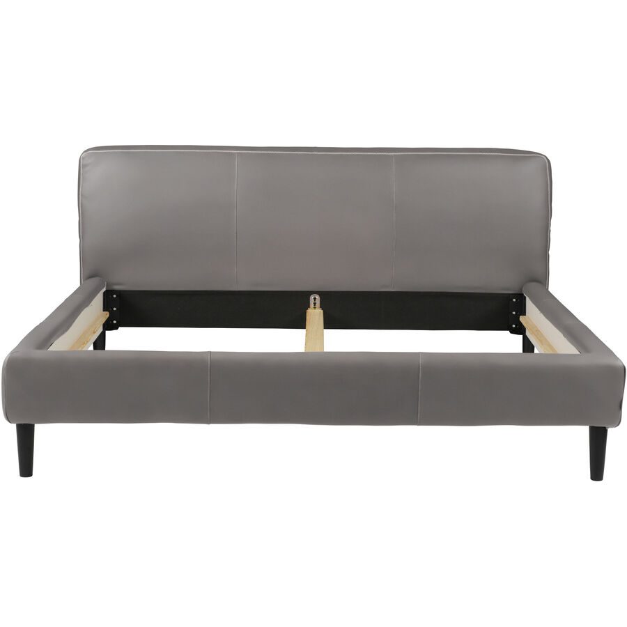 Bett Bly Grau Leder 180 x 220 cm - Bett