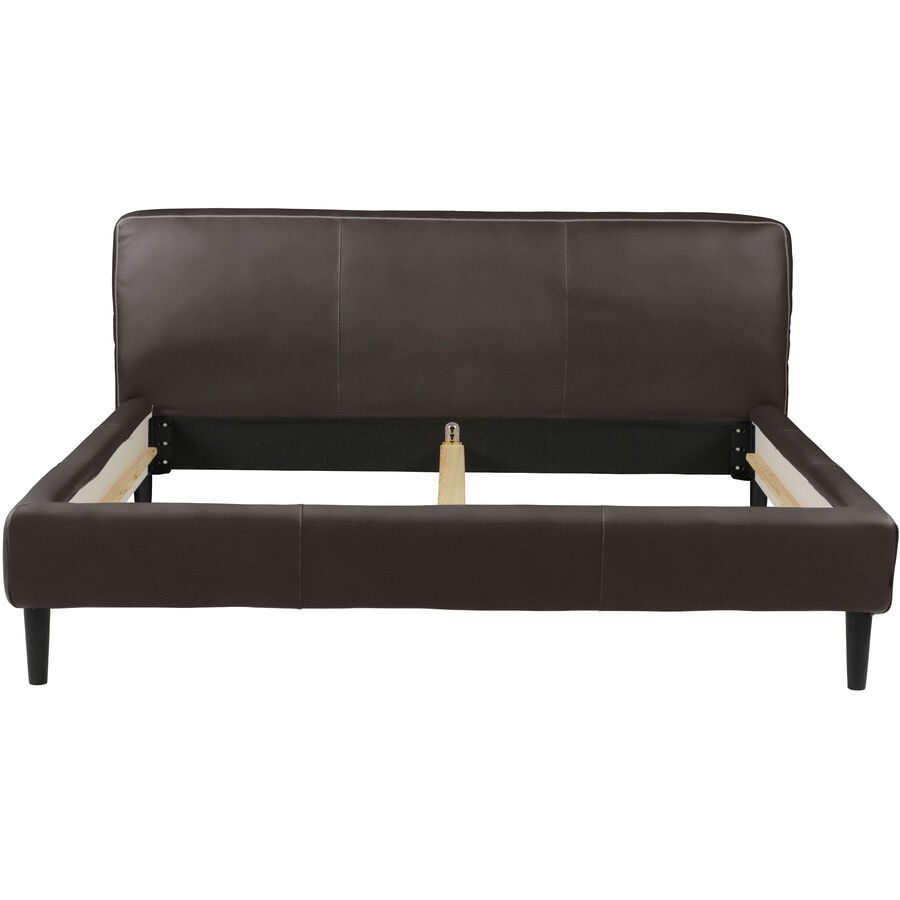 Bett Bly Braun Leder 160 x 220 cm - Farbe: Dunkelbraun - Bett