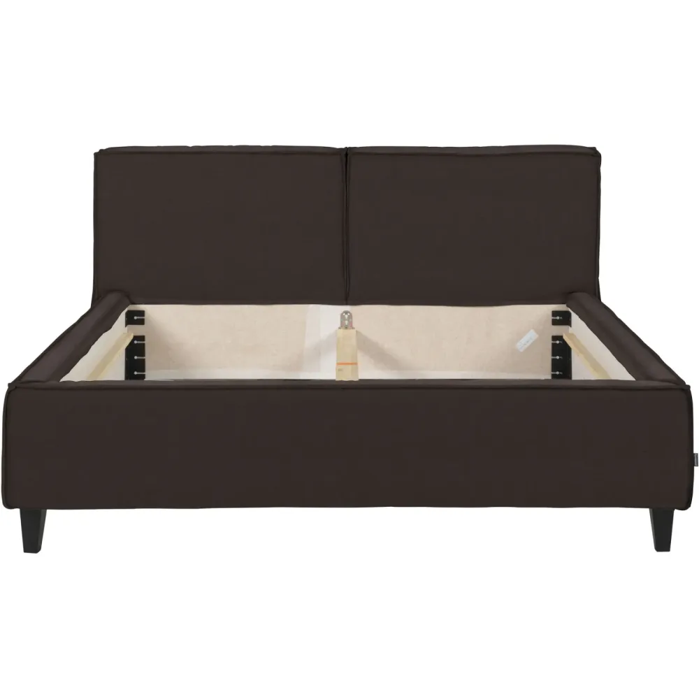 Bett Smith Braun Leder 200 x 200 cm - Farbe: Dunkelbraun - Bett