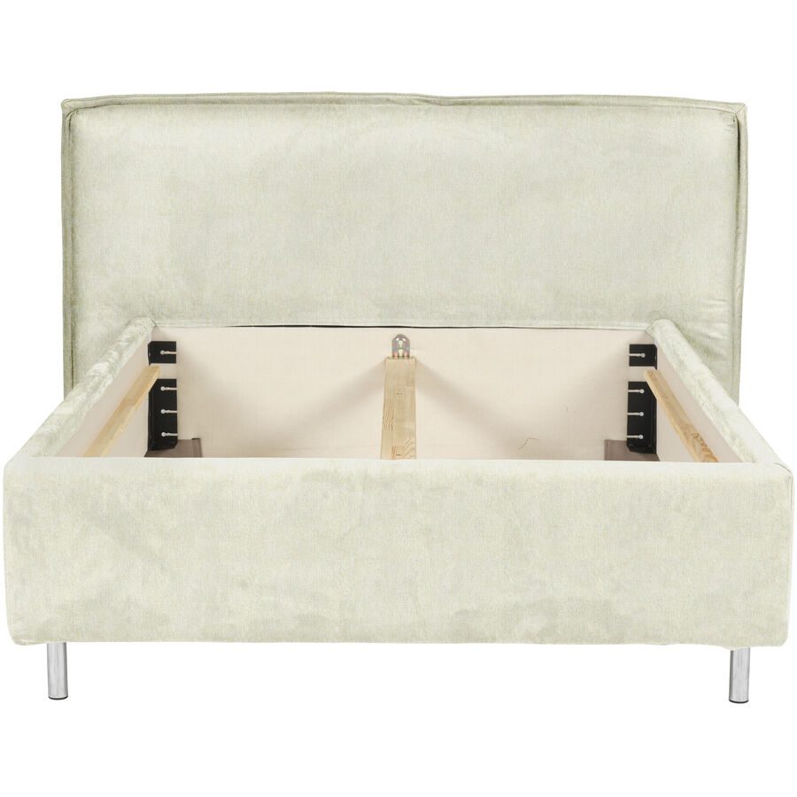 Bett Bow Beige Stoff 180 x 200 cm - Farbe: cream - Material: 51% Polyester, 42% Acryl, 7% Baumwolle mit attraktiver Spezialnaht am Kopfteil, im