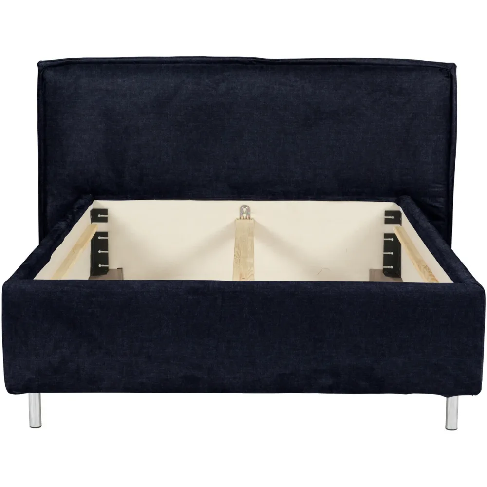 Bett Bow Blau Stoff 160 x 220 cm - Farbe: mitternachtsblau - Bett