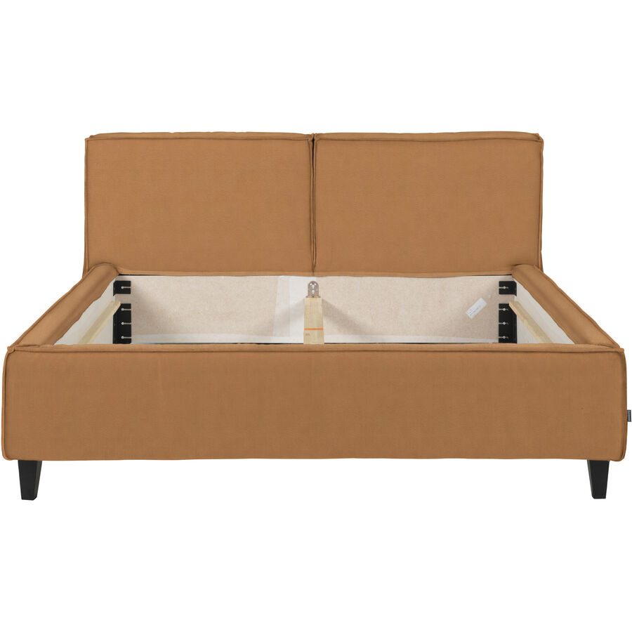 Bett Smith Beige Leder 160 x 220 cm - Farbe: Nature - Bett