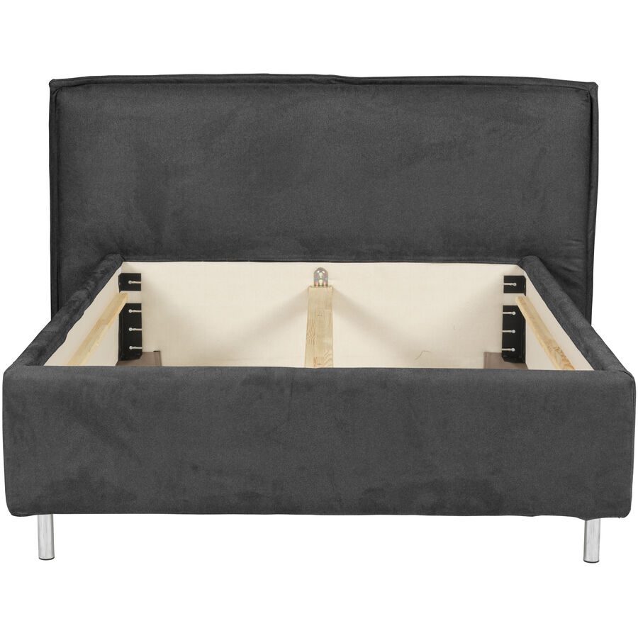 Bett Bow Grau Stoff 160 x 220 cm - Material: 51% Polyester, 42% Acryl, 7% Baumwolle mit attraktiver Spezialnaht am Kopfteil, im skandinavischen Design