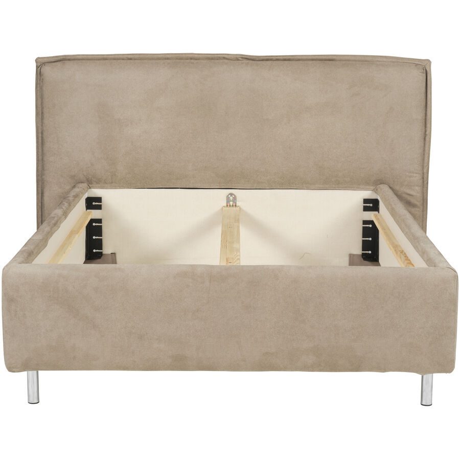 Bett Bow Beige Stoff 160 x 210 cm - Farbe: hellbeige - Bett