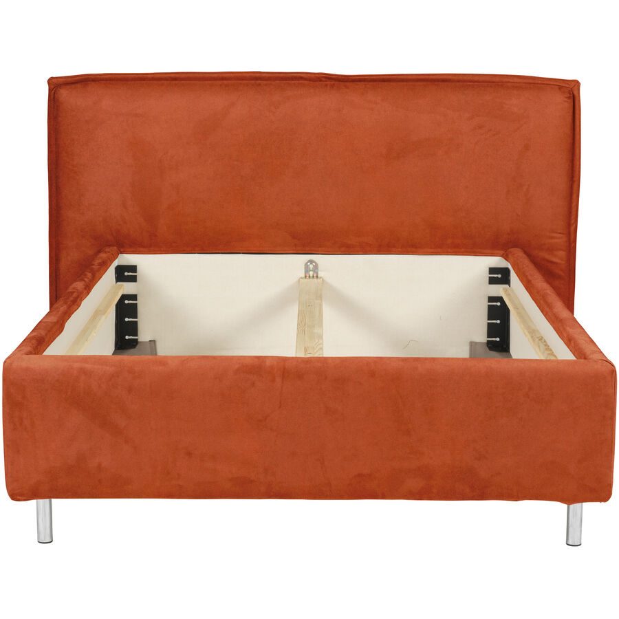 Bett Bow Bronze Stoff 160 x 210 cm - Material: 51% Polyester, 42% Acryl, 7% Baumwolle mit attraktiver Spezialnaht am Kopfteil, im skandinavischen
