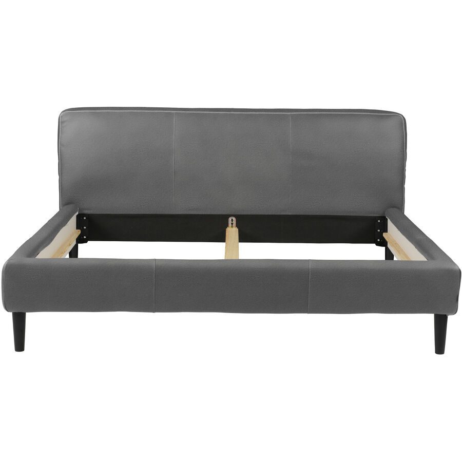 Bett Bly Grau Leder 140 x 200 cm - Bett