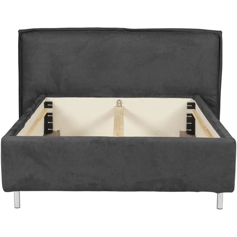 Bett Bow Grau Stoff 160 x 200 cm - Material: 51% Polyester, 42% Acryl, 7% Baumwolle mit attraktiver Spezialnaht am Kopfteil, im skandinavischen Design