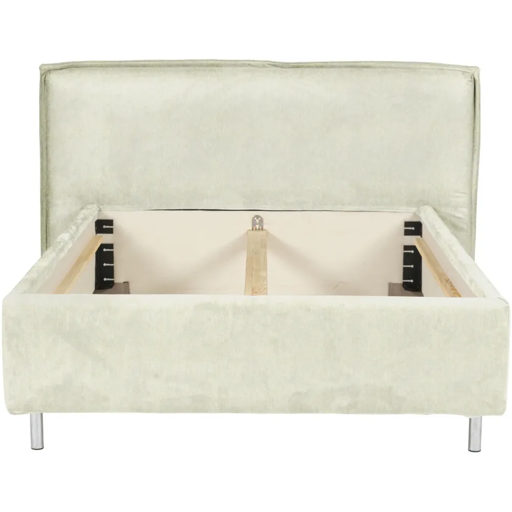 Bett Bow Beige Stoff 200 x 220 cm - Farbe: cream - Material: 51% Polyester, 42% Acryl, 7% Baumwolle mit attraktiver Spezialnaht am Kopfteil, im