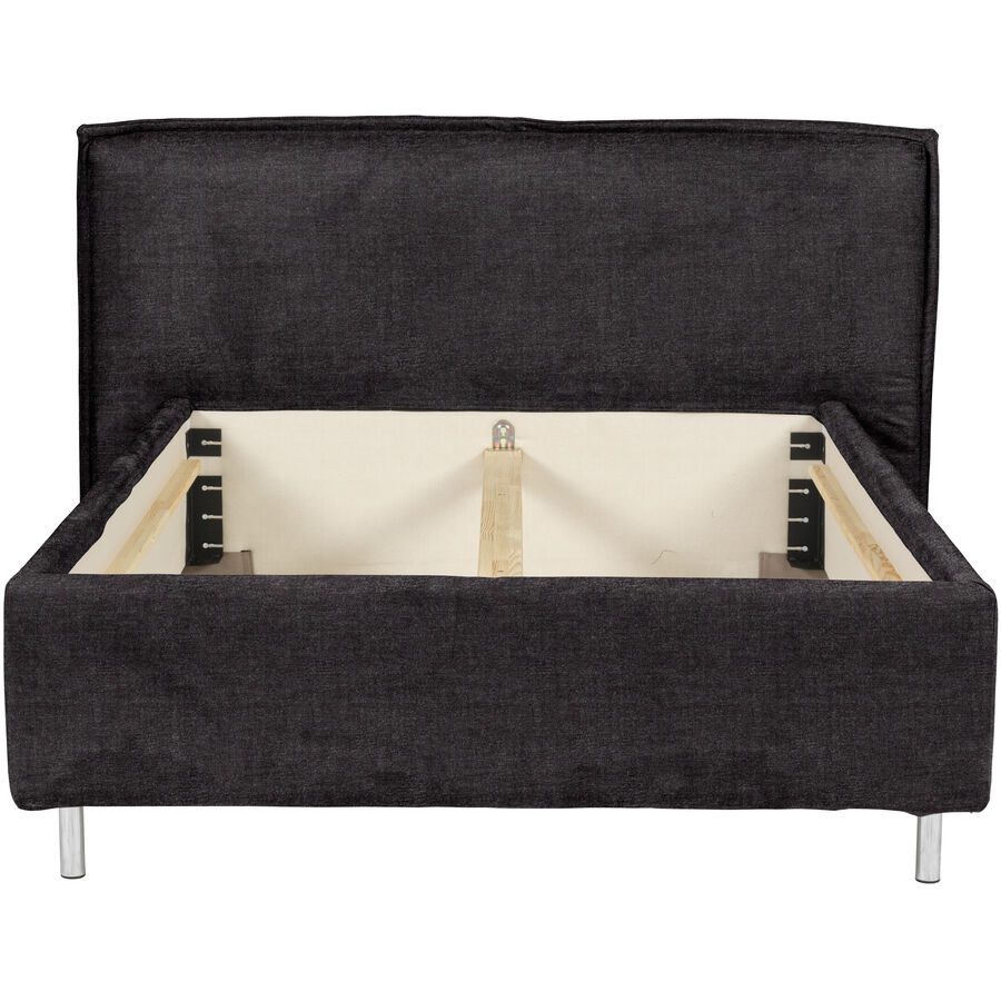 Bett Bow Grau Stoff 140 x 220 cm - Material: 51% Polyester, 42% Acryl, 7% Baumwolle mit attraktiver Spezialnaht am Kopfteil, im skandinavischen Design
