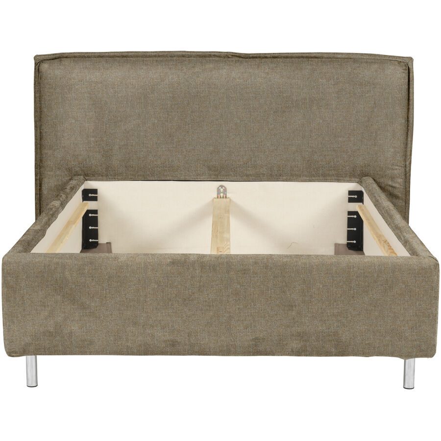 Bett Bow Beige Stoff 200 x 220 cm - Material: 51% Polyester, 42% Acryl, 7% Baumwolle mit attraktiver Spezialnaht am Kopfteil, im skandinavischen
