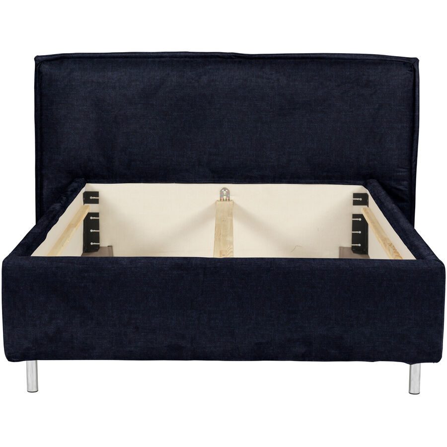 Bett Bow Blau Stoff 200 x 210 cm - Farbe: mitternachtsblau - Bett