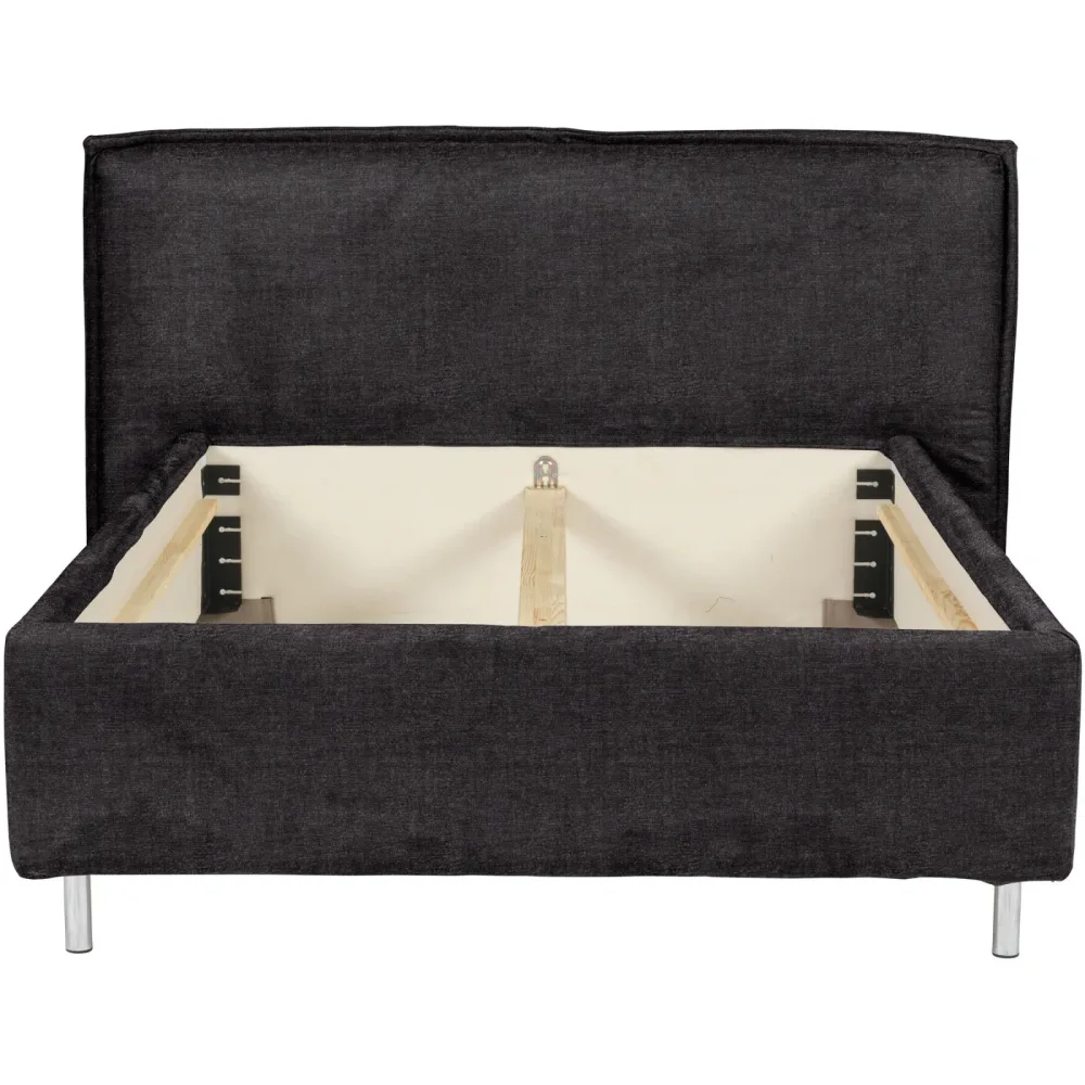 Bett Bow Grau Stoff 180 x 200 cm - Material: 51% Polyester, 42% Acryl, 7% Baumwolle mit attraktiver Spezialnaht am Kopfteil, im skandinavischen Design
