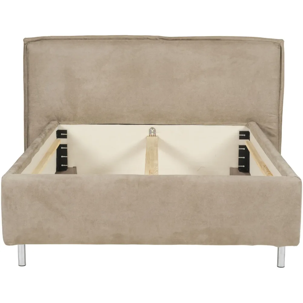 Bett Bow Beige Stoff 140 x 210 cm - Farbe: hellbeige - Bett