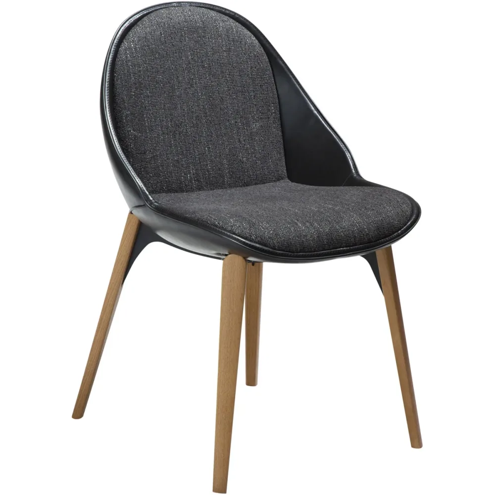 DAN-FORM Stuhl 2er-Set Arch Schwarz Kunstleder 51.5 cm - Farbe: schwarz/Eiche - Stuhl 2er-Set
