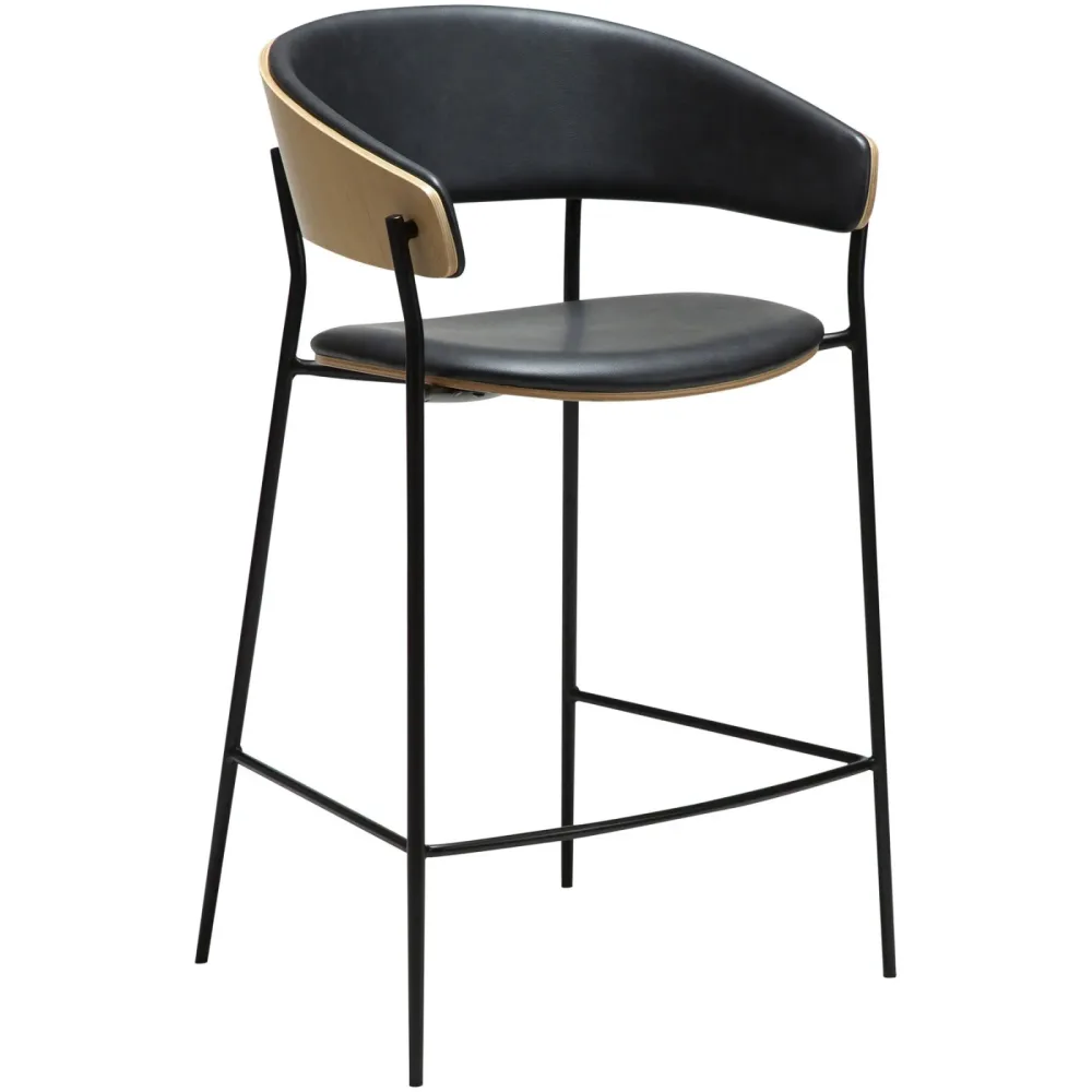 DAN-FORM Barhocker 2er-Set Crib Schwarz/Braun Kunstleder/Metall 56 cm 91.5 cm - Farbe: Schwarz, Braun - Material: Kunstleder, Metall - Barhocker