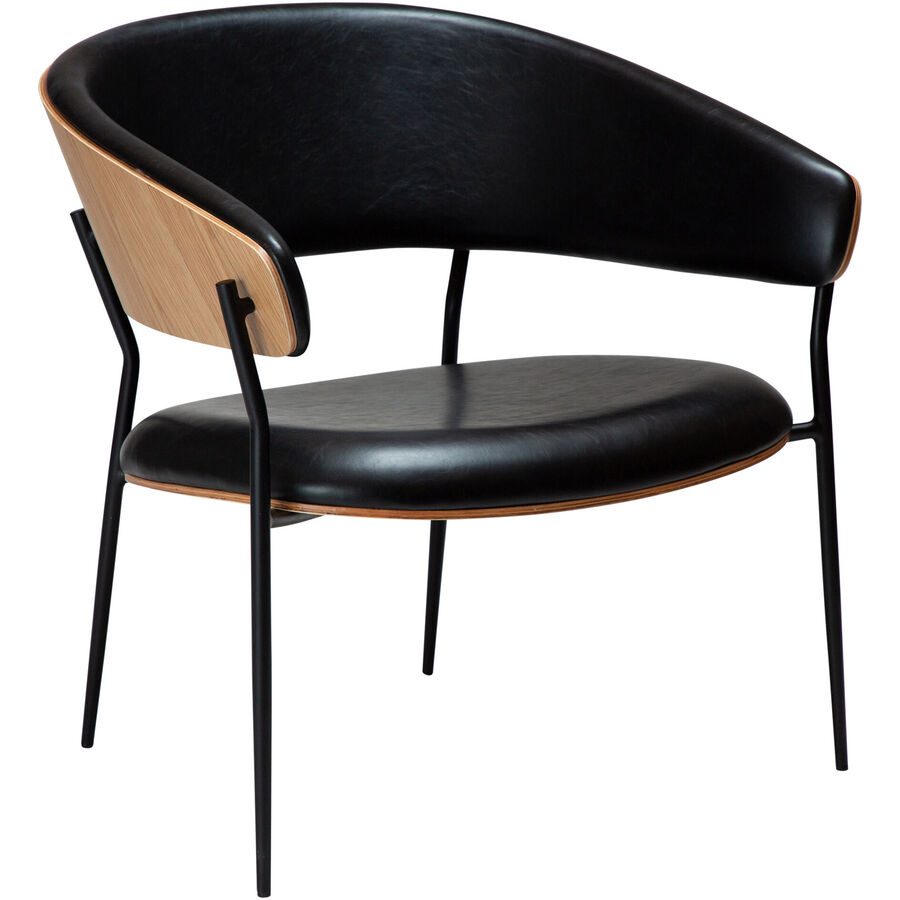 DAN-FORM Sessel Crib Schwarz Kunstleder 75 cm 70.5 cm - Farbe: schwarz/Eiche - Sessel