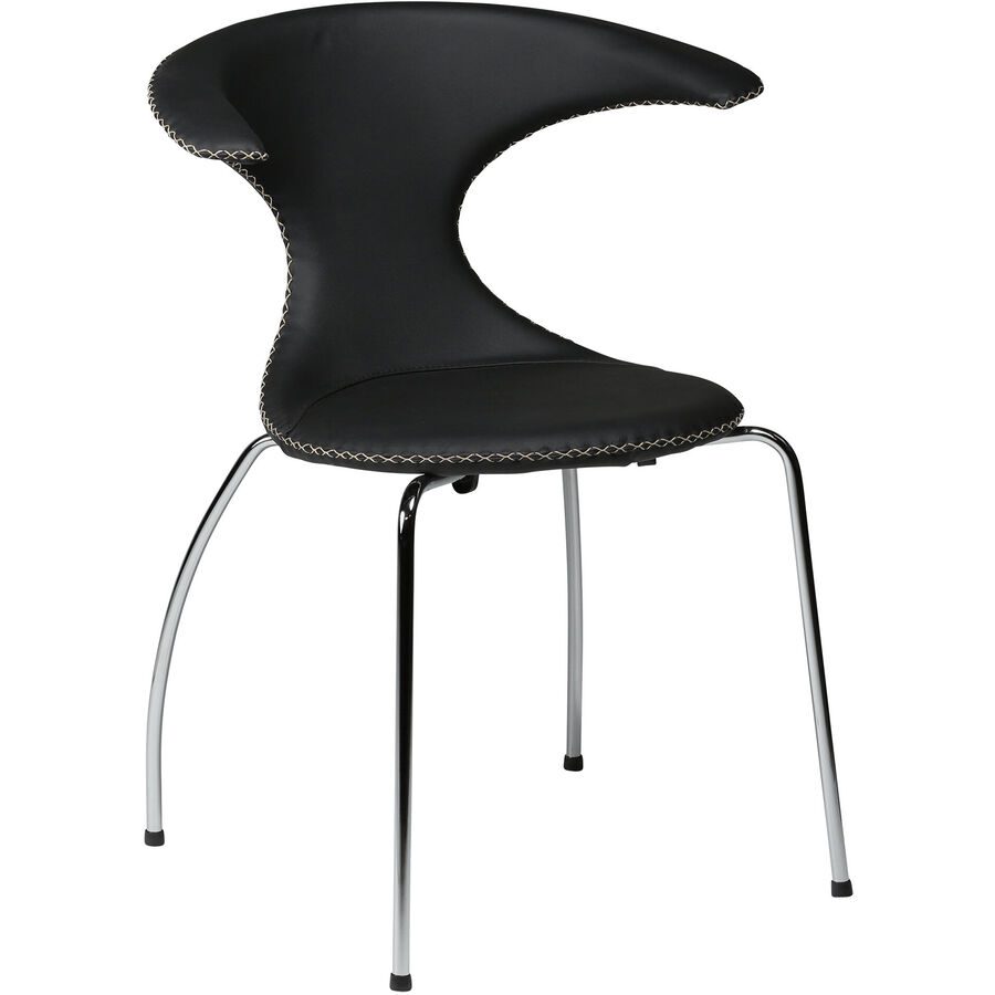 DAN-FORM Stuhl 4er-Set Flair Schwarz/Grau Leder 65 cm - Farbe: schwarz/chrom - Stuhl 4er-Set