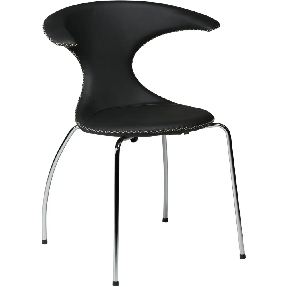 DAN-FORM Stuhl 4er-Set Flair Schwarz/Grau Leder 65 cm - Farbe: schwarz/chrom - Stuhl 4er-Set