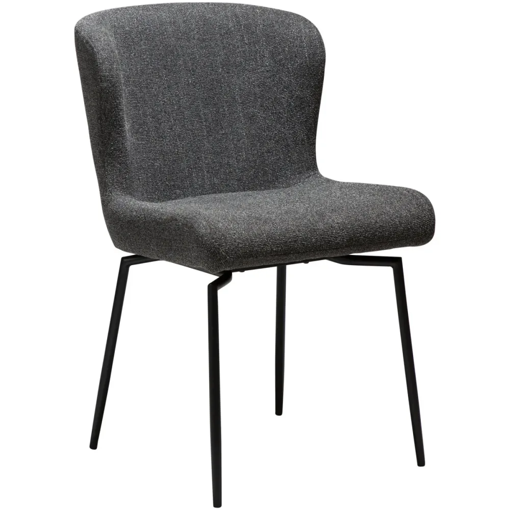 DAN-FORM Stuhl 2er-Set Glam Grau/Schwarz Stoff 50 cm - Stuhl 2er-Set