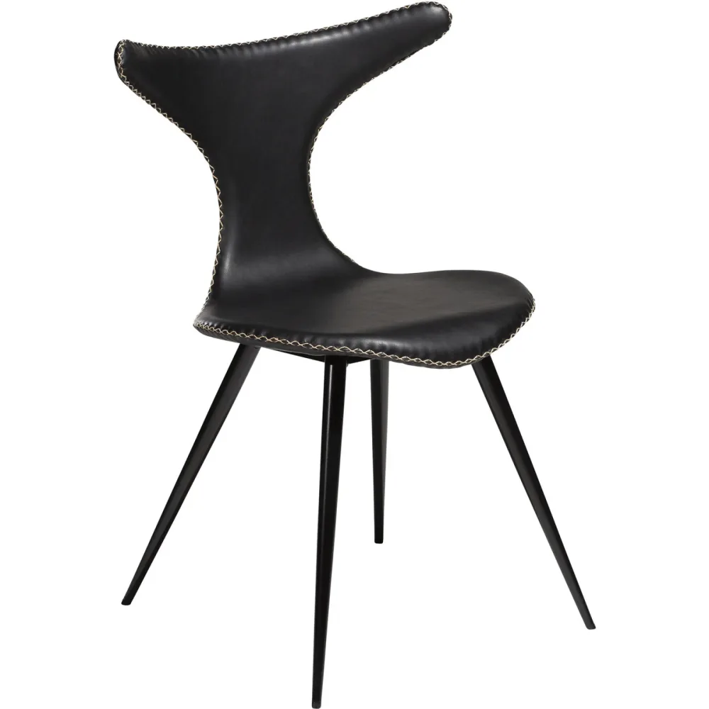 DAN-FORM Stuhl 2er-Set Dolphin Schwarz Kunstleder 55.5 cm - Farbe: Black - Stuhl 2er-Set
