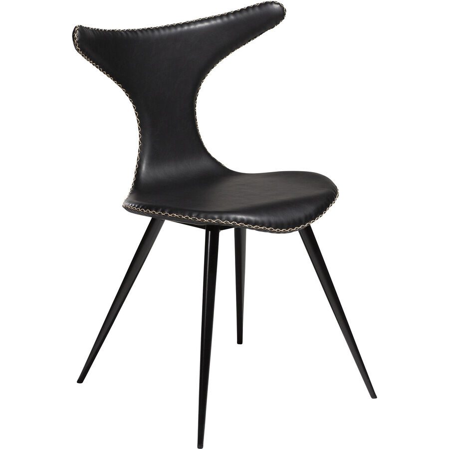 DAN-FORM Stuhl 2er-Set Dolphin Schwarz Kunstleder 55.5 cm - Farbe: Black - Stuhl 2er-Set