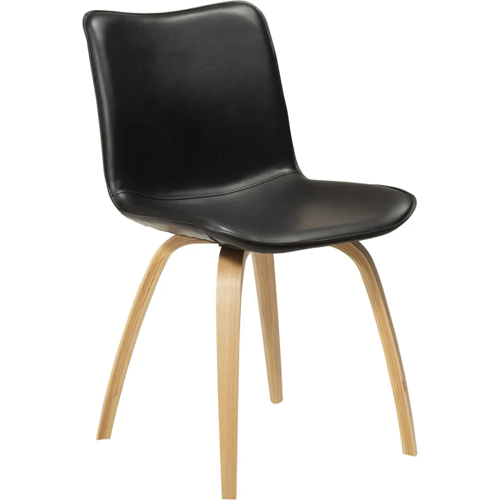 DAN-FORM Stuhl 2er-Set Glee Schwarz Kunstleder 47.5 cm - Farbe: schwarz/Eiche - Stuhl 2er-Set